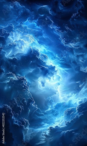 Blue Abstract Nebula Clouds,Photorealistic HD