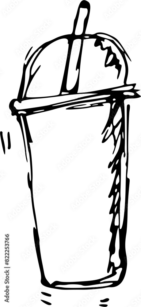 Soda Fast Food Doodle Line Art Illustration. Hand Drawn pencil Vector Clip Art. For Banner, Logo, restaurant menu, food packaging etc.