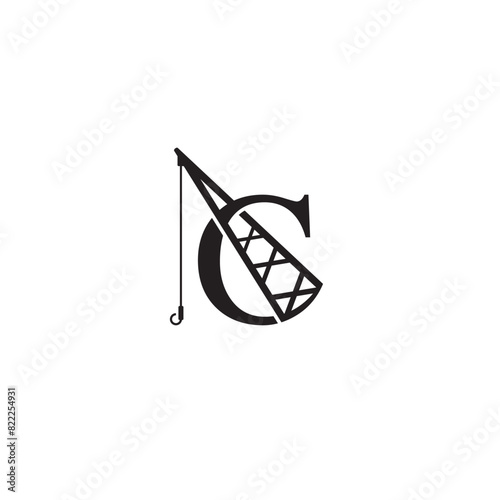 Letter C and Crane logo or icon design