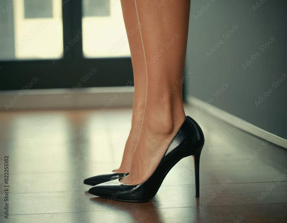 woman in elegant black high heels woman in elegant black high heels