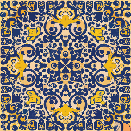2d vector illustration colorful vintage Seamless hi res Portuguese tiles abstract Artwork
