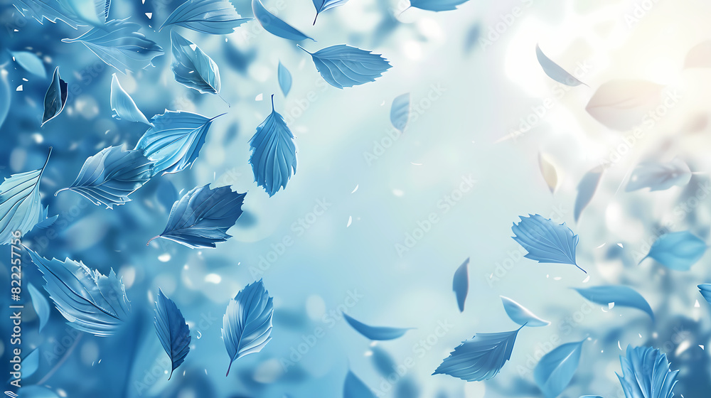 Flying leaves effect with mild sunbeam in 3d illustration vector Flying leaves effect with mild sunbeam in 3d illustration vector