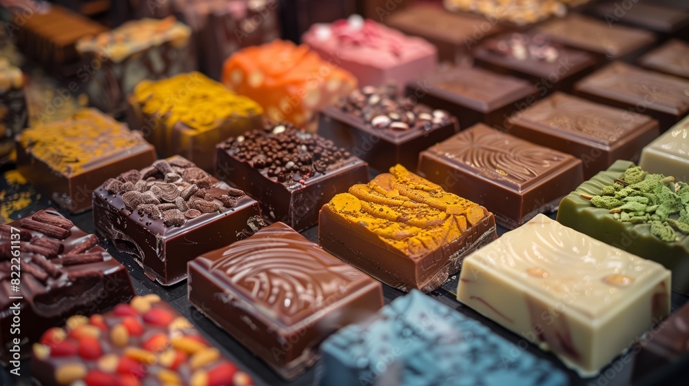 Artisanal chocolate bars with unique flavors and packaging Artisanal chocolate bars with unique flavors and packaging