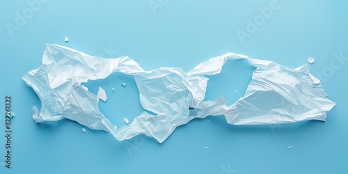 Crumpled Plastic Bag on Blue Background
