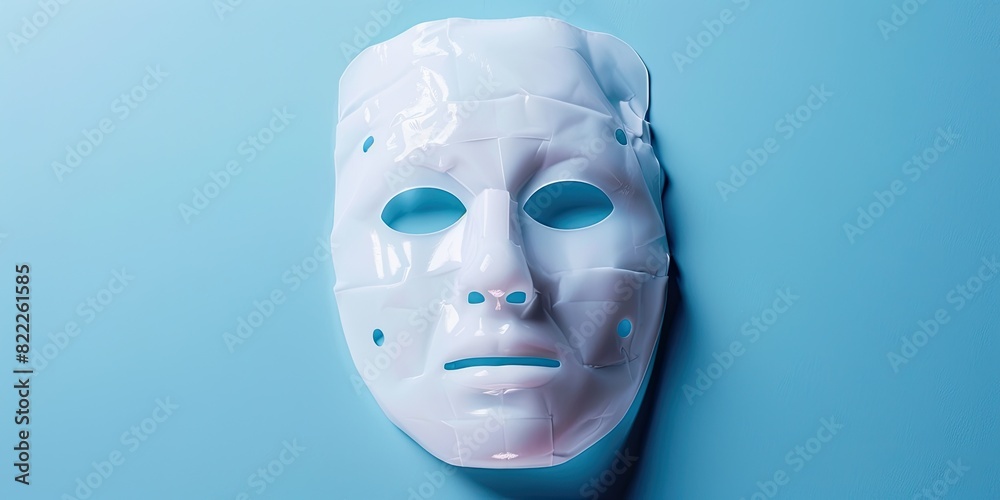 Minimalist White Mask on Blue Surface Minimalist White Mask on Blue Surface