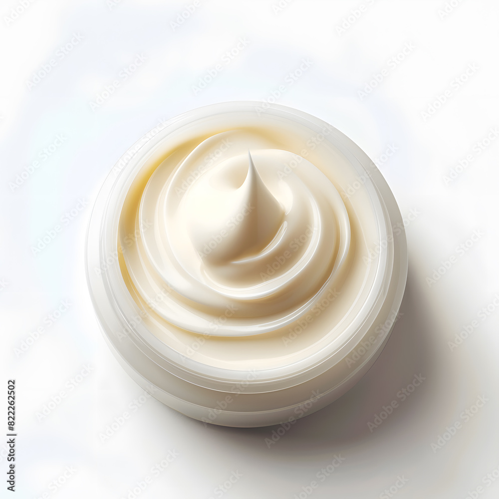 Opened cosmetic cream jar top view isolated on white background Opened cosmetic cream jar top view isolated on white background