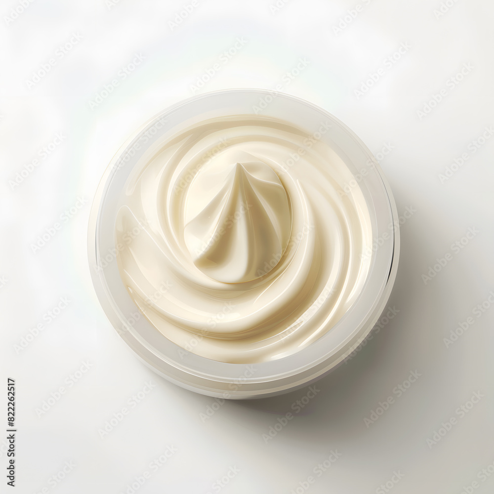 Opened cosmetic cream jar top view isolated on white background Opened cosmetic cream jar top view isolated on white background
