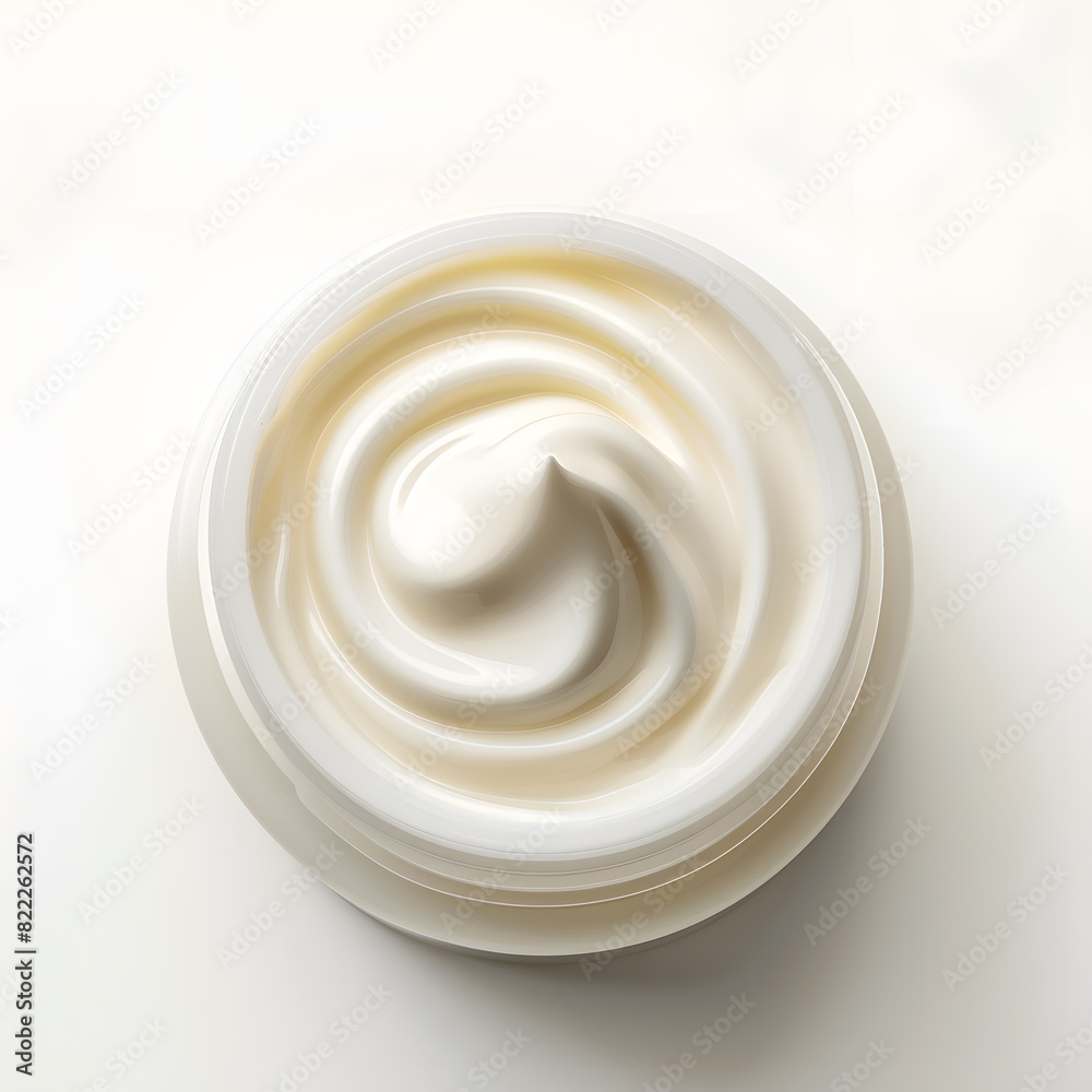 Opened cosmetic cream jar top view isolated on white background Opened cosmetic cream jar top view isolated on white background