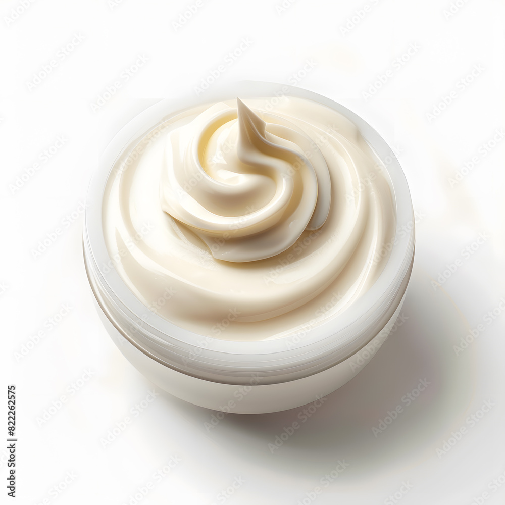 Opened cosmetic cream jar top view isolated on white background Opened cosmetic cream jar top view isolated on white background