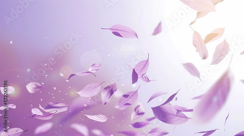 Flying leaves effect with mild sunbeam in 3d illustration vector