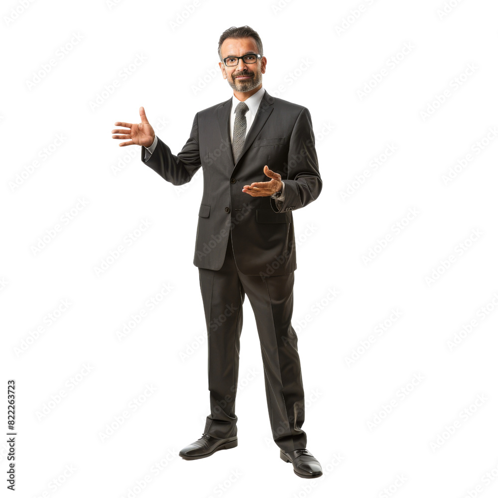 A man in a suit is standing in front of a white background, isolated on transparent background A man in a suit is standing in front of a white background, isolated on transparent background