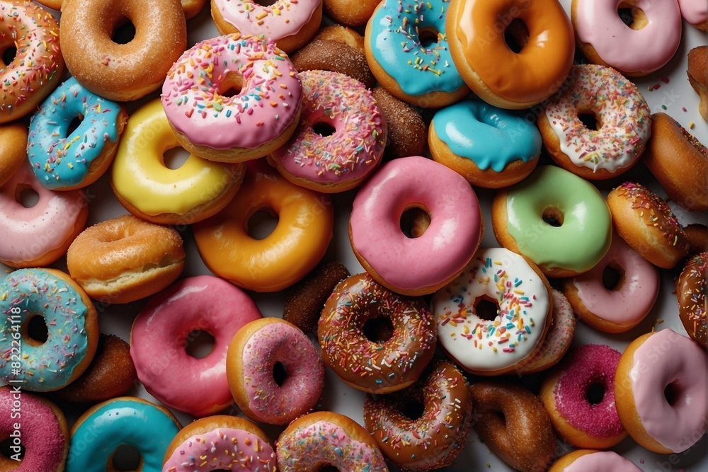 Pile of Colorful Donuts in Close-up Pile of Colorful Donuts in Close-up