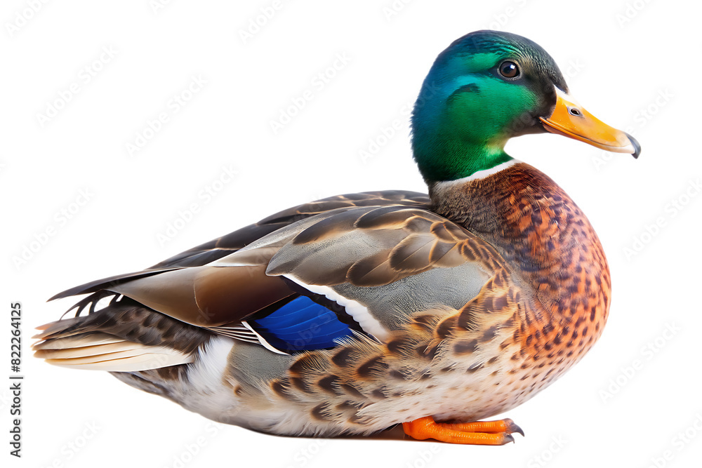 a carolina duck, white background. AI GENERATED