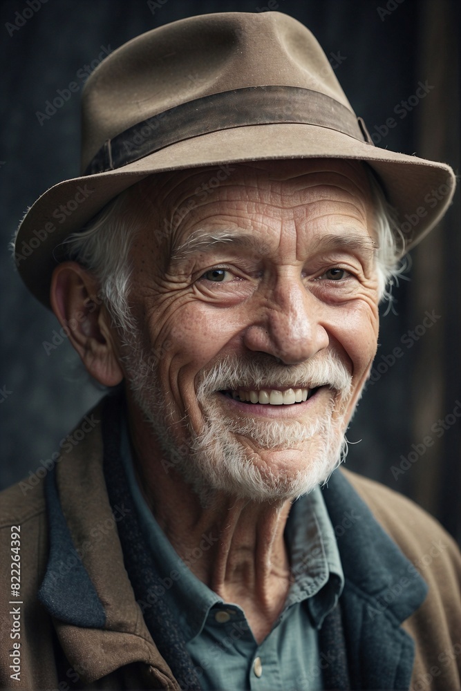 Close-up Portrait of an Elderly Person in a Hat Close-up Portrait of an Elderly Person in a Hat