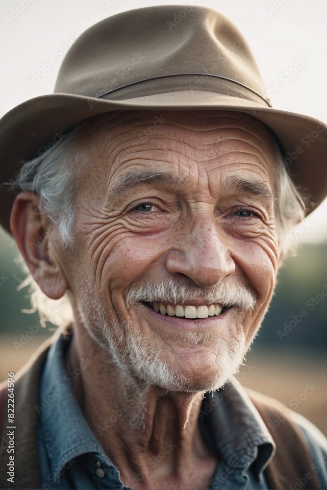 Close-up Portrait of an Elderly Person in a Hat Close-up Portrait of an Elderly Person in a Hat