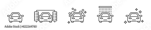 Car wash icon set. Car cleaning service icons. Car washing icon collection
