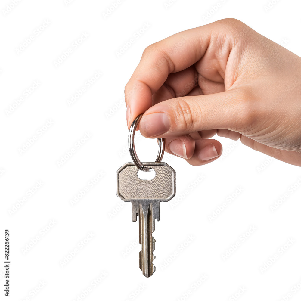 Hand holding keys, transparent background, isolated image, generative AI Hand holding keys, transparent background, isolated image, generative AI