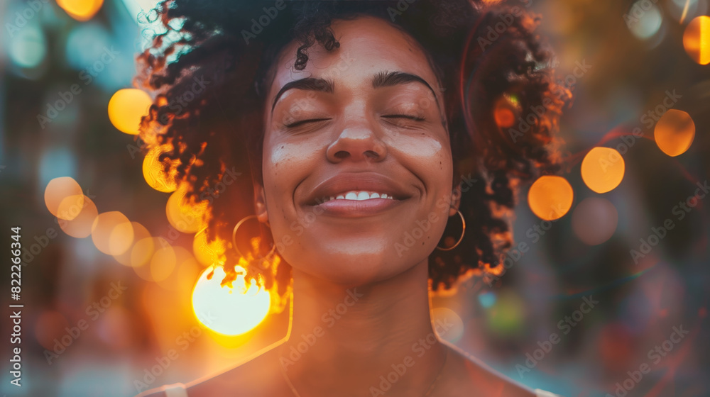 Someone embracing personal growth and self-discovery, their face illuminated with a smile of inner peace and contentment, capturing the happiness that comes from self-awareness and acceptance. Someone embracing personal growth and self-discovery, their face illuminated with a smile of inner peace and contentment, capturing the happiness that comes from self-awareness and acceptance.