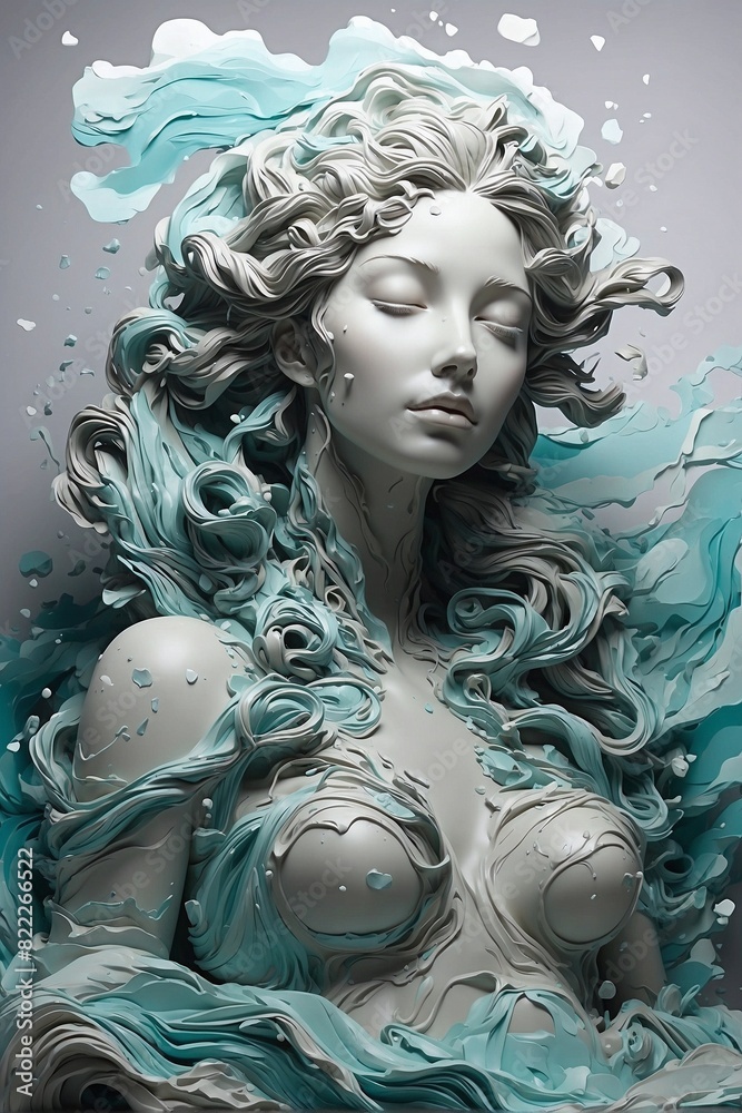 Marine Ode: Statue in the Embrace of Waves