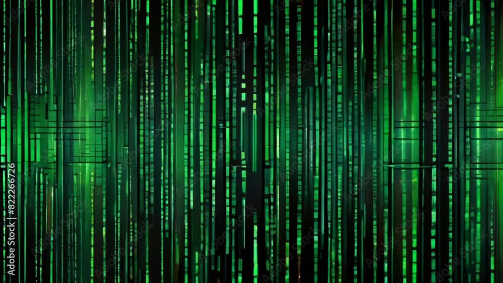 a digital artwork that resembles a matrix of green code streams against a dark background, evoking the iconic visual style of the matrix.
