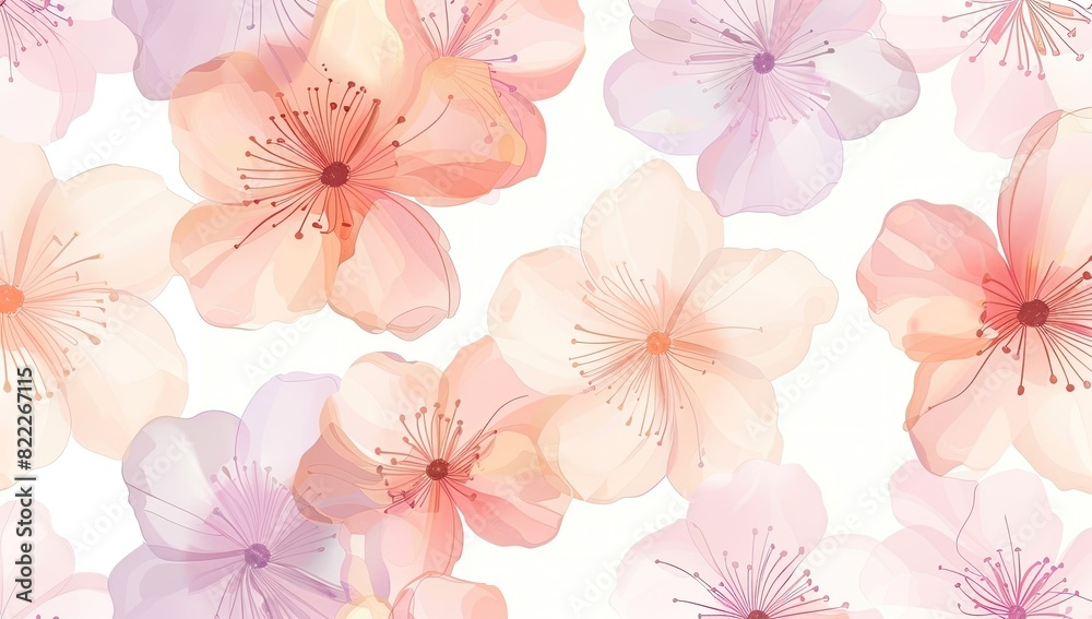 Delicate Watercolor Flowers and Leaves Delicate Watercolor Flowers and Leaves
