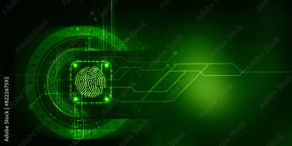 Obraz premium 2d Illustration Fingerprint Scanning Technology Concept 