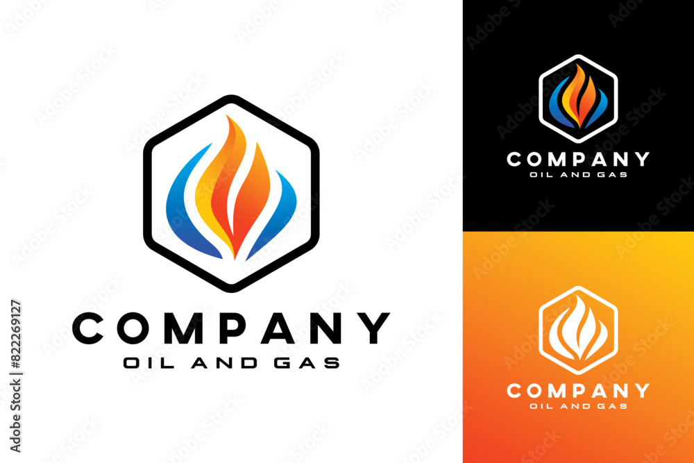 Logo gas oil, design, mining, fire, water Logo gas oil, design, mining, fire, water