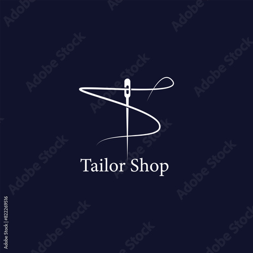 Tailor shop with letter TS logo template vector 