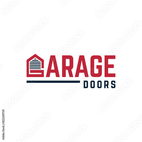 Garage Doors Text based modern logo design template