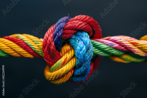 symbolism of a colorful knotted rope, representing unity and strength, embodying the power to connect with others in times of need.