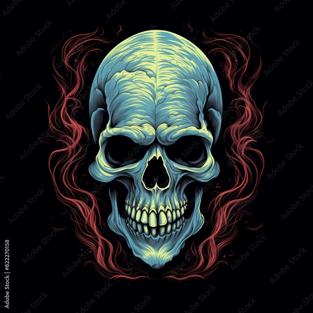Fototapeta premium skull resembling a cloud on the head for clothing design, illustration