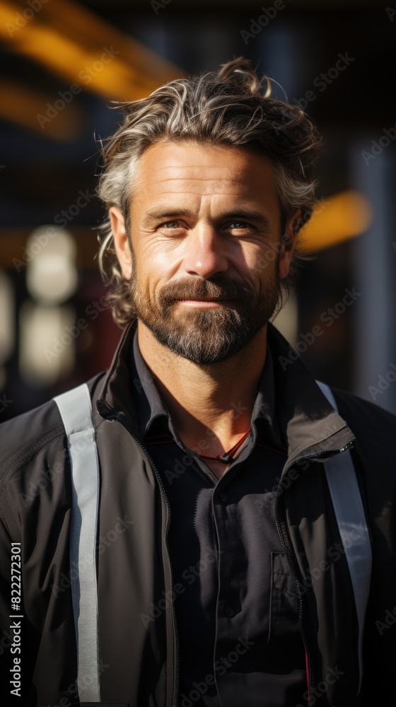 Handsome mature man with a rugged beard and a thoughtful expression Handsome mature man with a rugged beard and a thoughtful expression