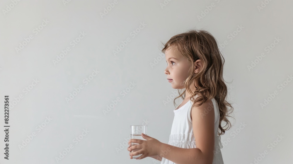 Innocence Quenched: Young Girl Embracing Glass of Water Innocence Quenched: Young Girl Embracing Glass of Water