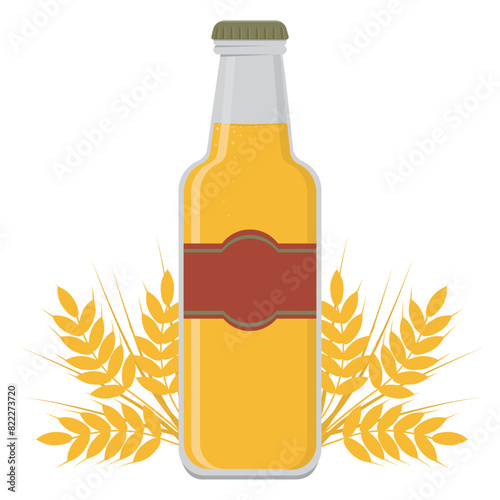 Beer bottle, color isolated cartoon-style illustration