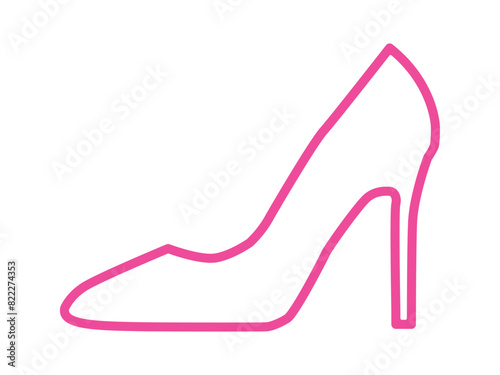 Pink high heel shoe outline Icon isolated on white background vector illustration. Womens pink high heel shoes. Sale banner template. Female sexy shoes, patent leather shoes.