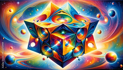 Geometric abstract shape of Metatron's cube photo