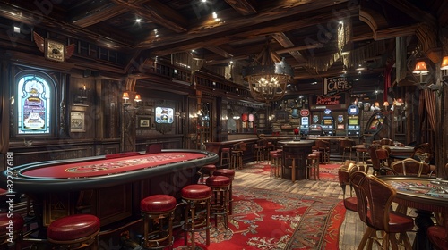 Rustic Wild West Casino Immersive Gaming Experience with Authentic Wooden Beams and Saloon Piano Music