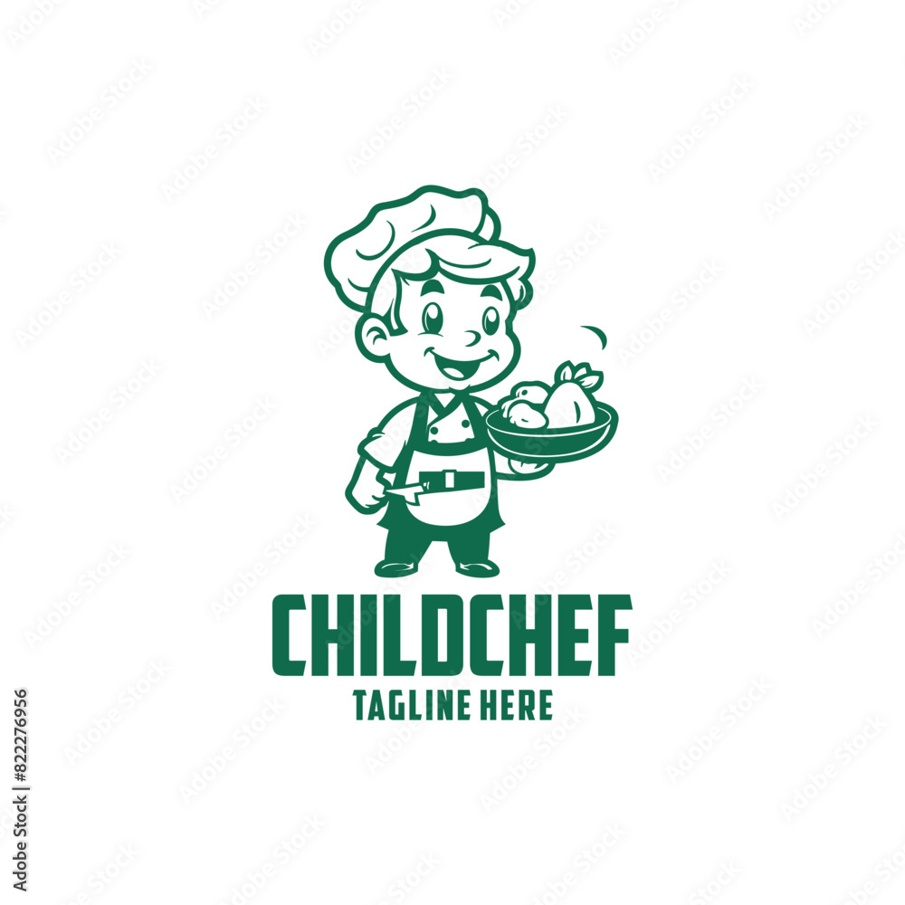 Kid chef logo vector illustration