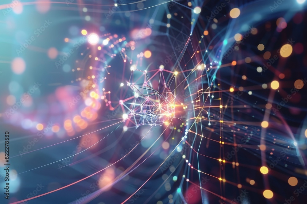 Naklejka premium Digital representation of quantum algorithms in action