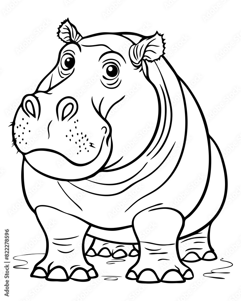 Fototapeta premium Cute isolated animal, flowers, fairies coloring page