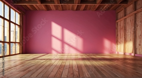 Abstract wooden pink dark studio background for product presentation