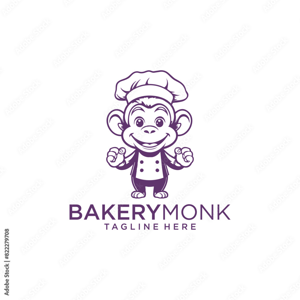 Monkey chef logo vector illustration