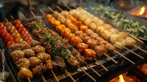 Vibrant Traditional Asian Street Food Presentation Showcasing Authentic Culture and Tempting Flavors photo