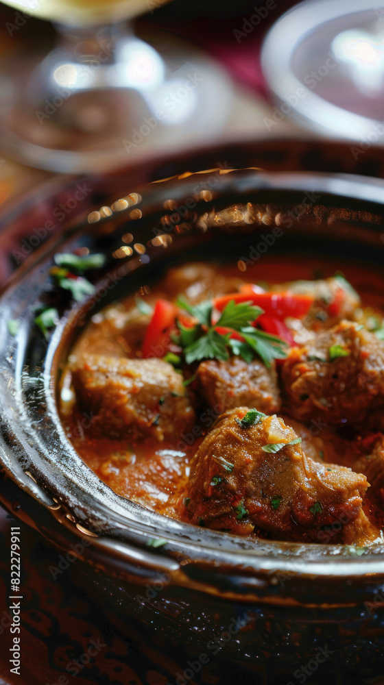 Savory Lamb Curry Close-Up, Eid feast, Islamic celebration, Family feast. Savory Lamb Curry Close-Up, Eid feast, Islamic celebration, Family feast.