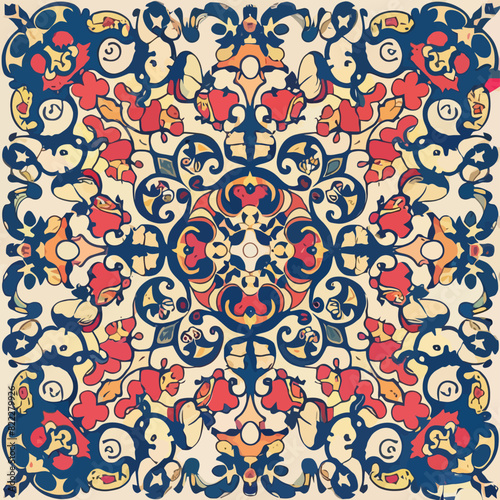 2d vector illustration colorful vintage Seamless hi res Portuguese tiles abstract Artwork
