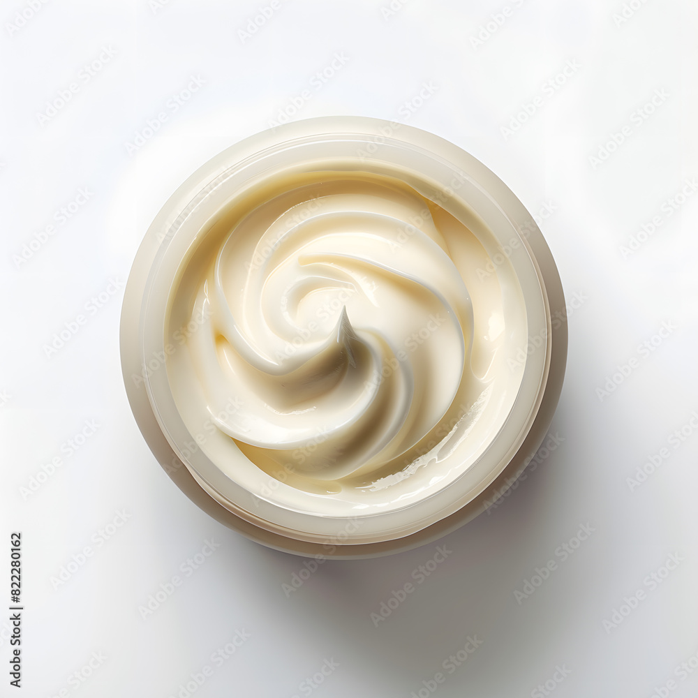 Opened cosmetic cream jar top view isolated on white background Opened cosmetic cream jar top view isolated on white background