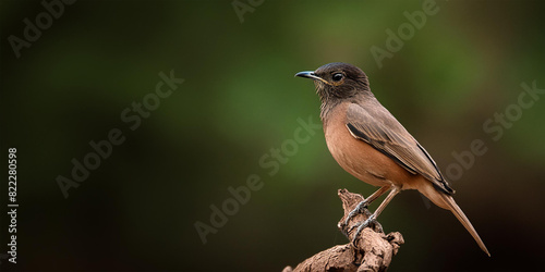 Indian Robbin Sitting On A Dried Branch With Green Bokeh Background