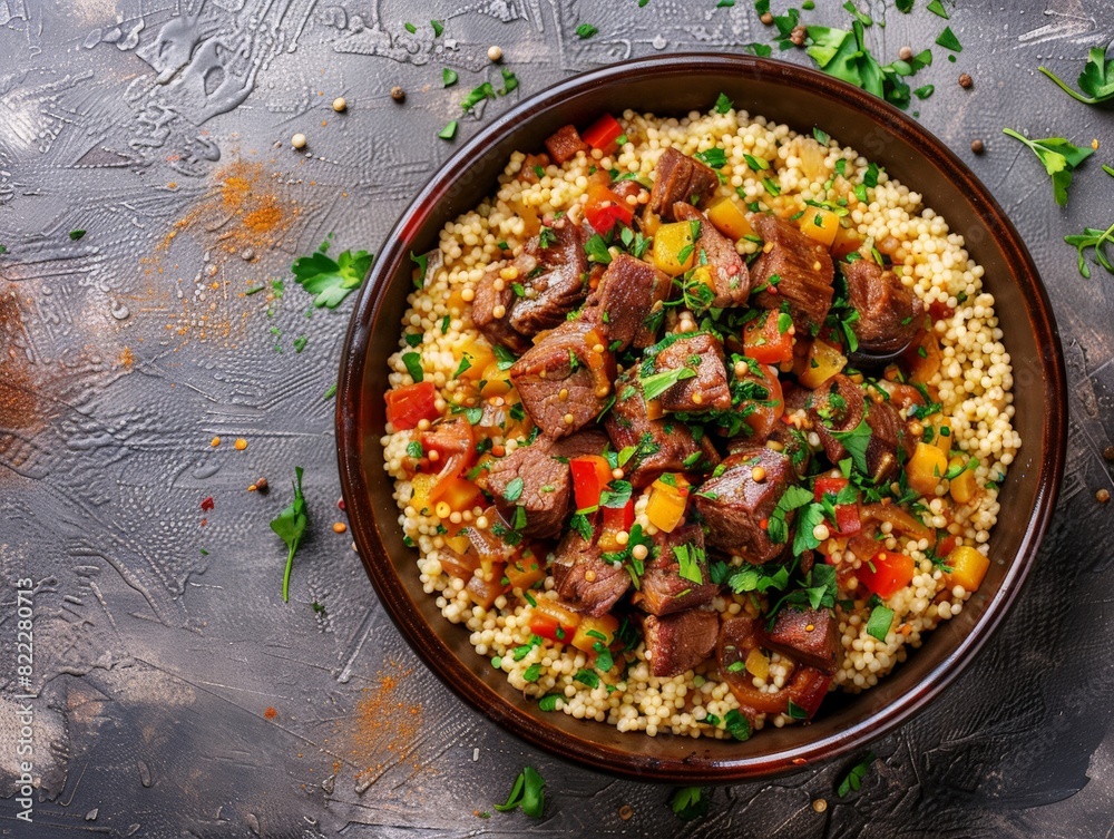 custom made wallpaper toronto digitalTop view of Moroccan couscous with lamb, using the rule of thirds, with ample copy space