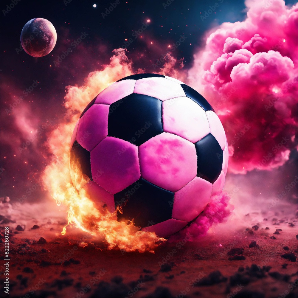 Naklejka premium soccer ball in fire,Soccer ball flying on fire