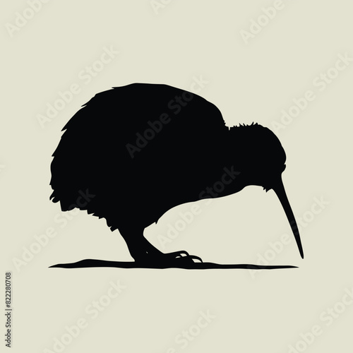 kiwi bird silhouette vector illustration
